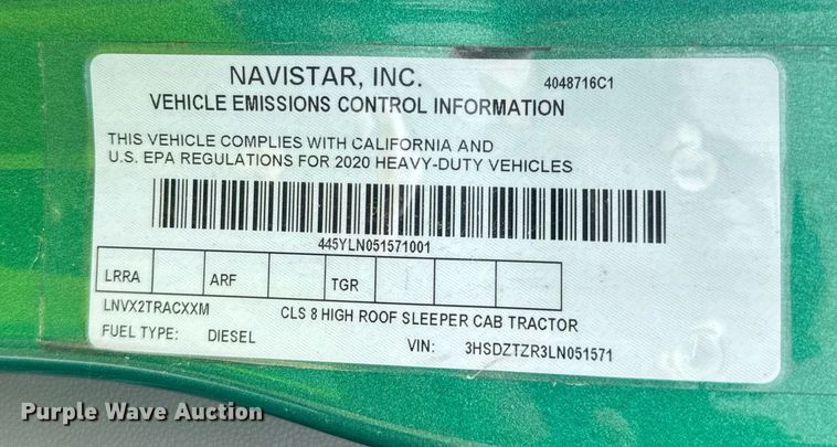 image for item YA0562 2020 International LT625 semi truck