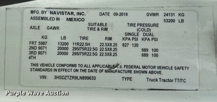 image for item YA0565 2020 International LT625 semi truck