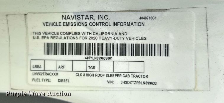 image for item YA0565 2020 International LT625 semi truck