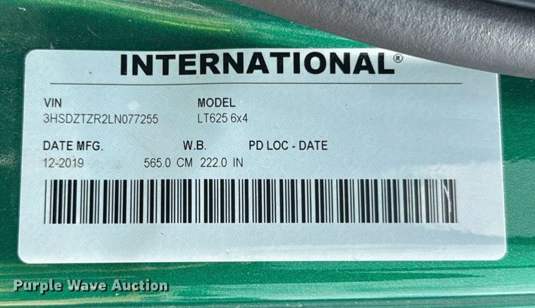 image for item YA0593 2020 International LT625 semi truck