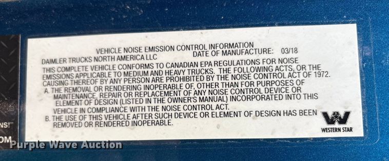 image for item YA0692 2019 Western Star  5700 semi truck