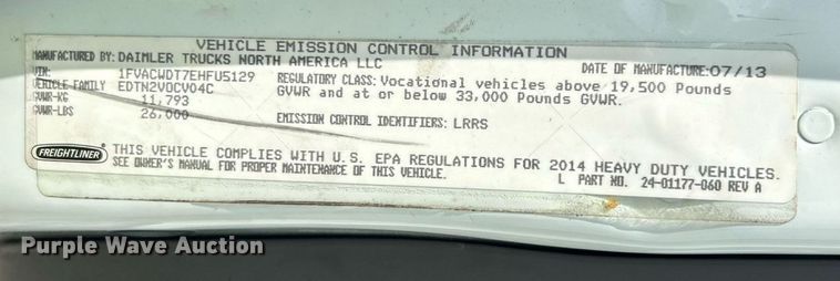 image for item YA0693 2014 Freightliner  Business class M2 box truck