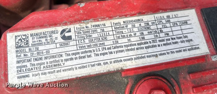 image for item YA0782 2023 Freightliner M2106 box truck