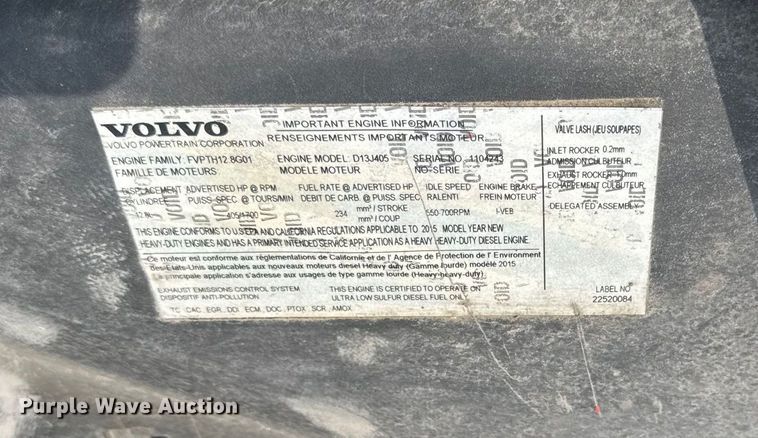 image for item YA0790 2016 Volvo VN semi truck