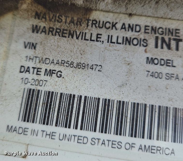 image for item EN8405 2008 International WorkStar 7400 dump truck