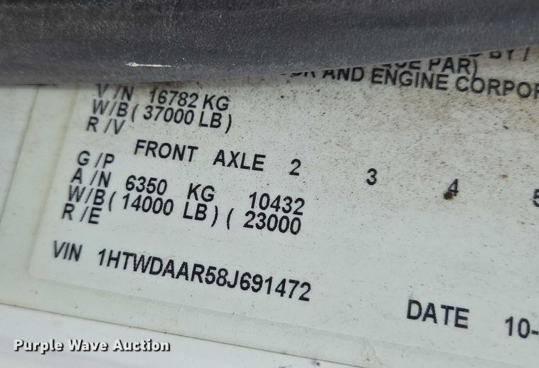 image for item EN8405 2008 International WorkStar 7400 dump truck