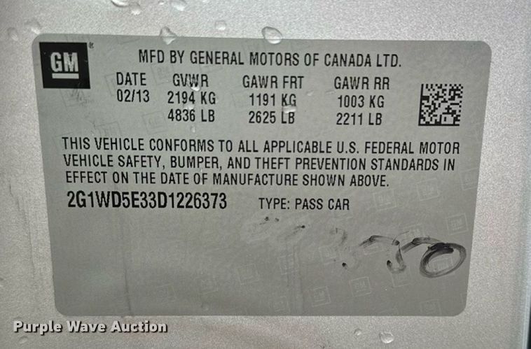 image for item EN8407 2013 Chevrolet Impala Police Cruiser   