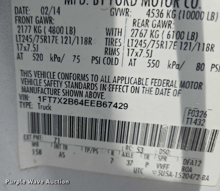 image for item EN8417 2014 Ford F250 Super Duty SuperCab utility bed pickup truck