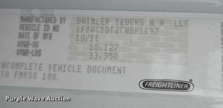image for item EN8429 2012 Freightliner Business Class M2 bucket truck