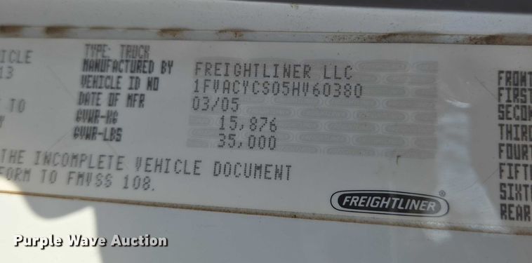 image for item EN8435 2005 Freightliner Business Class M2 dump truck