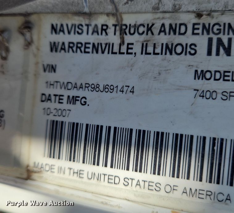 image for item EN8436 2008 International  WorkStar 7400 dump truck