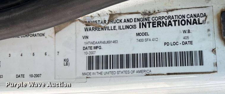 image for item EN8437 2008 International WorkStar 7400 dump truck