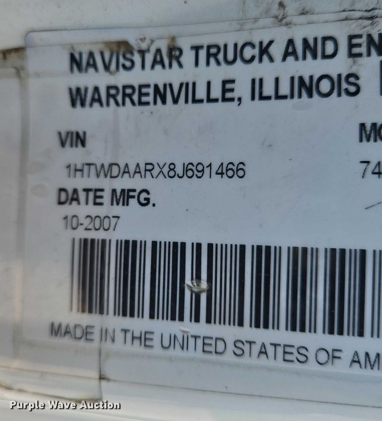 image for item EN8439 2008 International  WorkStar 7400 dump truck