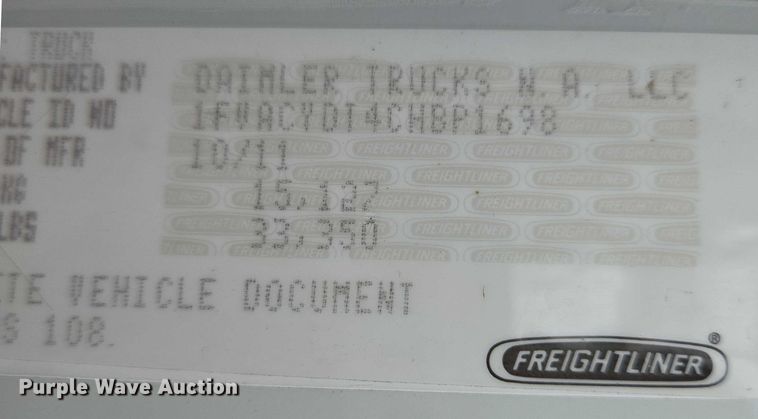 image for item EN8442 2012 Freightliner Business Class M2 bucket truck