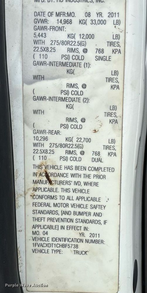 image for item EN8444 2012 Freightliner Business Class M2 pothole patcher truck