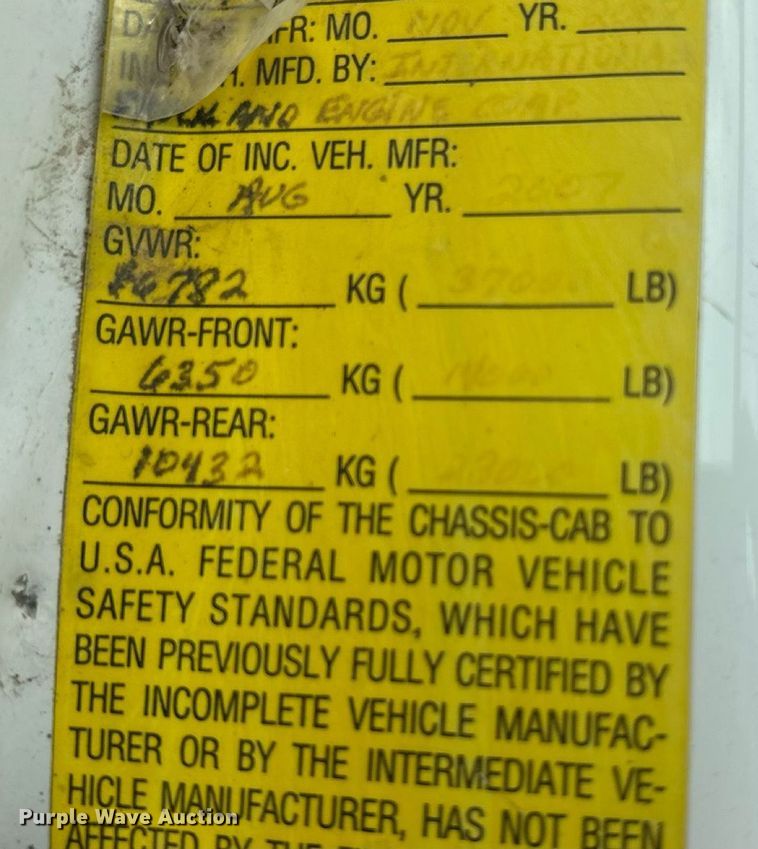 image for item EN8445 2008 International WorkStar 7400 dump truck