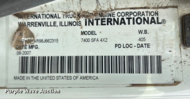 image for item EN8445 2008 International WorkStar 7400 dump truck