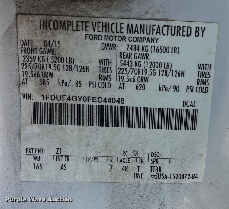 image for item EN8446 2015 Ford F450 Super Duty dump truck