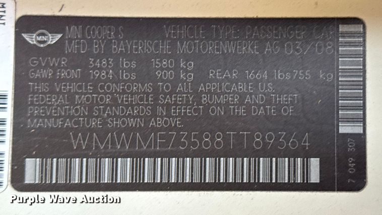 image for item DJ7770 2008 Mini Cooper 