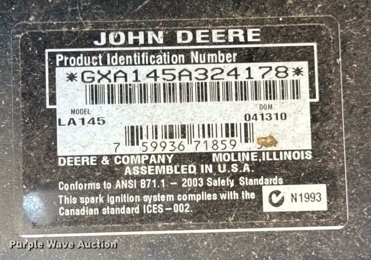 image for item DJ9708 John Deere LA145 lawn mower