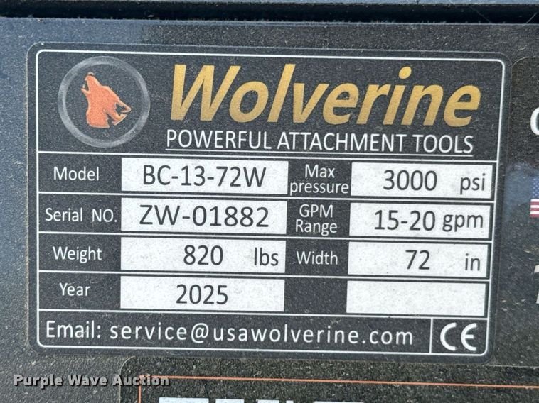 image for item DO0950 2025 Wolverine BC-13-72W skid steer rotary mower