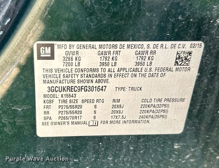 image for item DT6250 2015 Chevrolet Silverado 1500 Crew Cab pickup truck