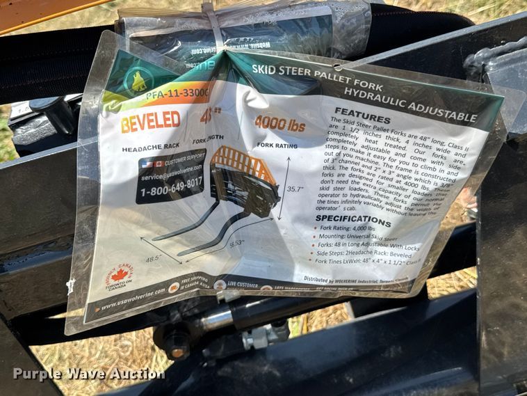 image for item DU9104 2025 Wolverine PFA-11-3300G skid steer forks
