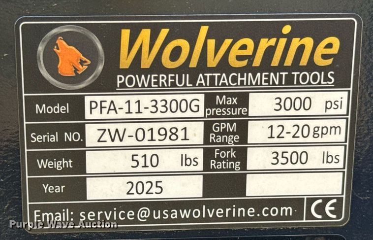 image for item DU9106 2025 Wolverine PFA-11-3300G skid steer forks