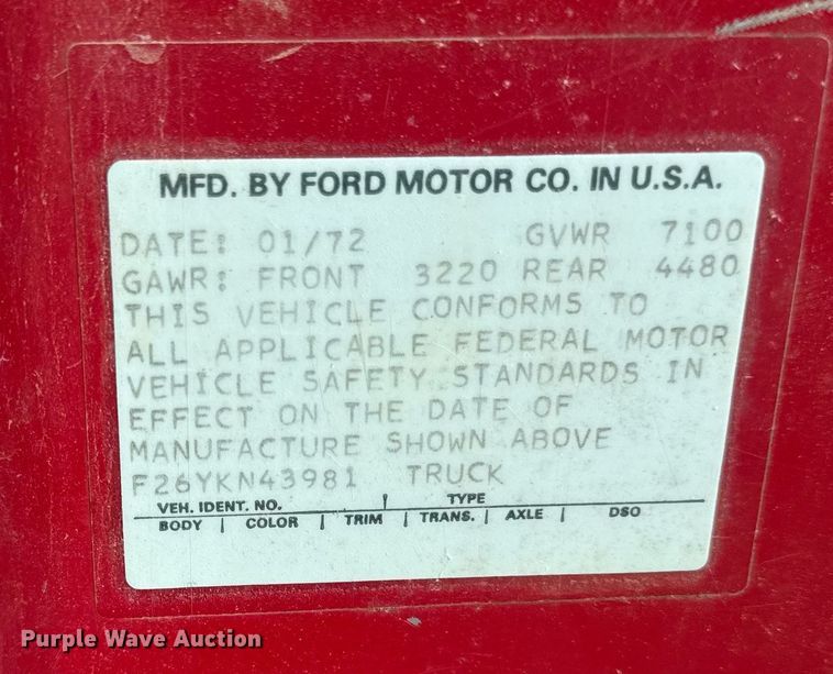 image for item DW2988 1972 Ford F250 pickup truck