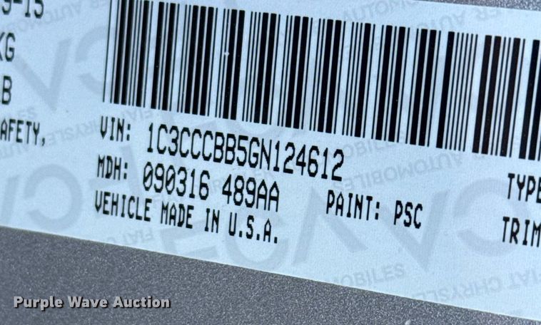 image for item DX3894 2016 Chrysler 200 S 