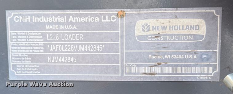 image for item DX5753 2018 New Holland L228 skid steer loader