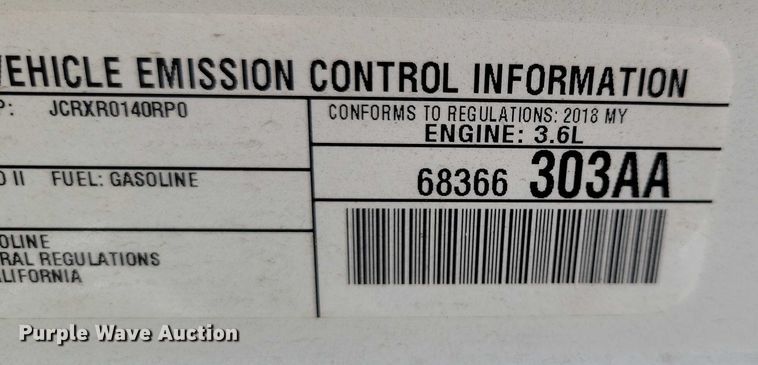 image for item DX7456 2018 Chrysler Pacifica van