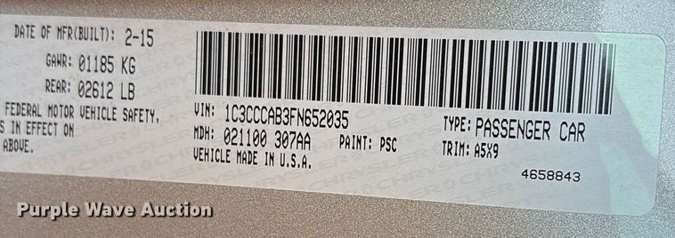 image for item DY0923 2015 Chrysler 200 