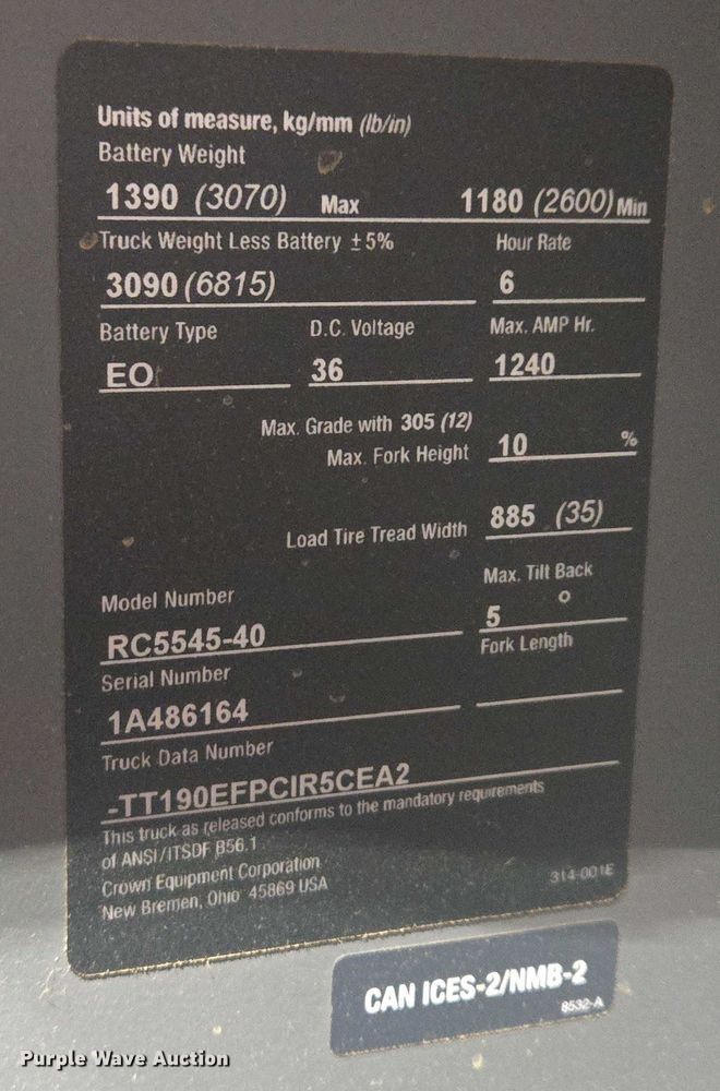 image for item EB1021 Crown RC5545-40 forklift