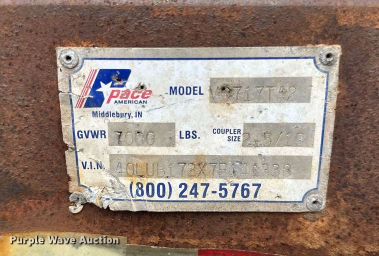 image for item EB2908 2007 Pace V0717TA2 enclosed cargo trailer