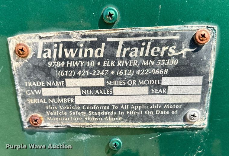 image for item EB2919 1995 Tailwind enclosed cargo trailer
