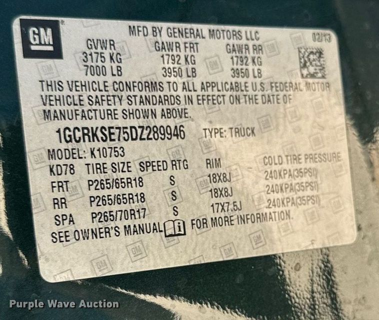 image for item EB2976 2013 Chevrolet Silverado 1500 Ext. Cab pickup truck