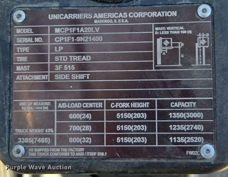 image for item EC1126 2017 UniCarriers CFS40 forklift