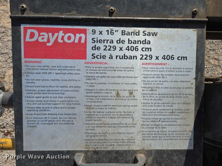 image for item EC1159 Dayton 4YG31 metal cutting bandsaw