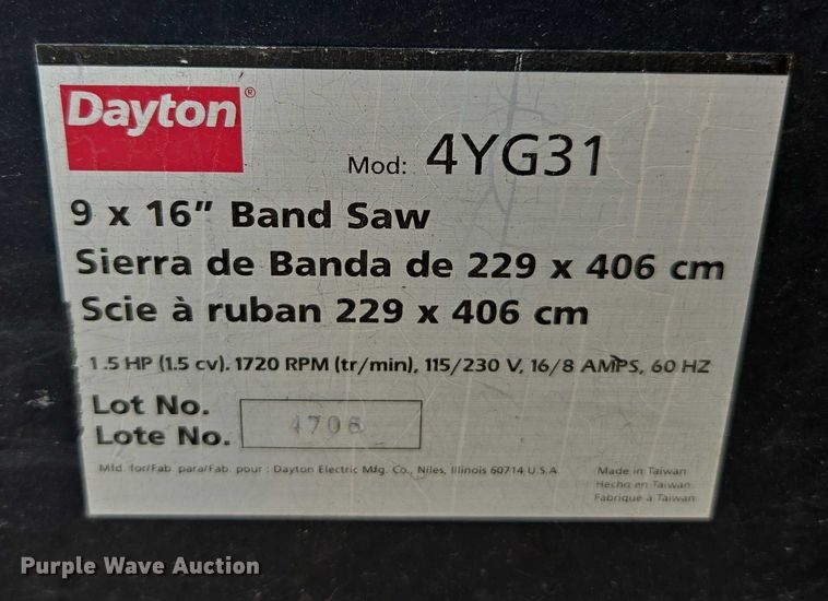 image for item EC1159 Dayton 4YG31 metal cutting bandsaw