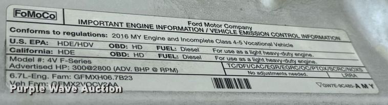 image for item ED5774 2016 Ford F450 Super Duty flatbed truck