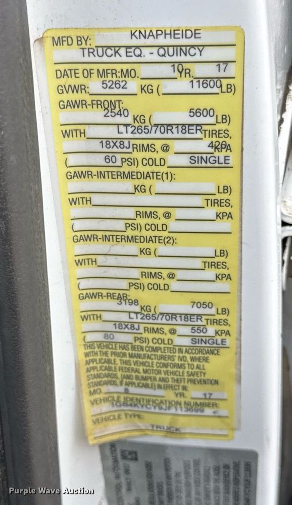 image for item EF2032 2018 Chevrolet Silverado 3500HD Crew Cab utility bed pickup truck