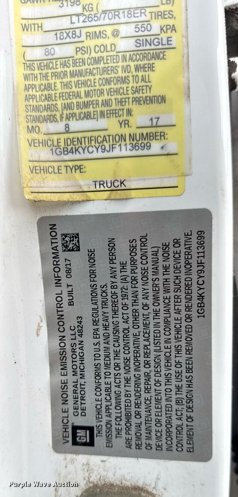 image for item EF2032 2018 Chevrolet Silverado 3500HD Crew Cab utility bed pickup truck