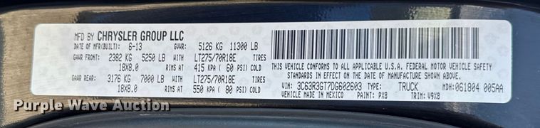 image for item EF2162 2013 Dodge Ram 3500 Crew Cab utility bed pickup truck