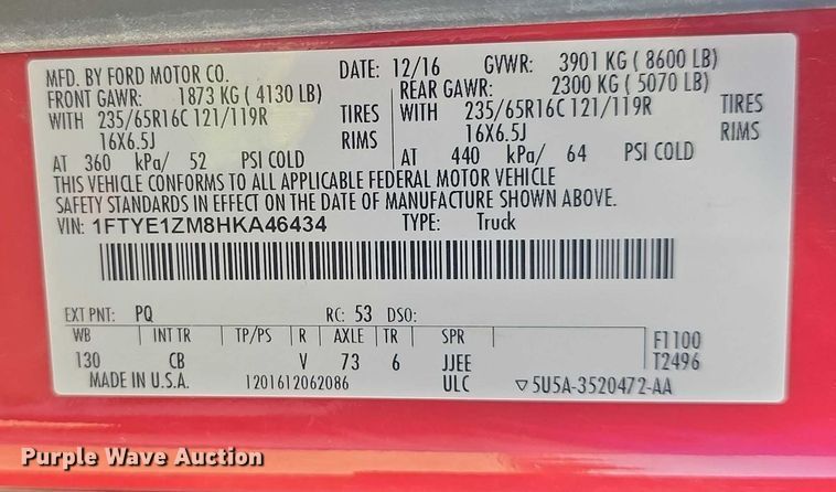 image for item EF3600 2017 Ford Transit 150 van