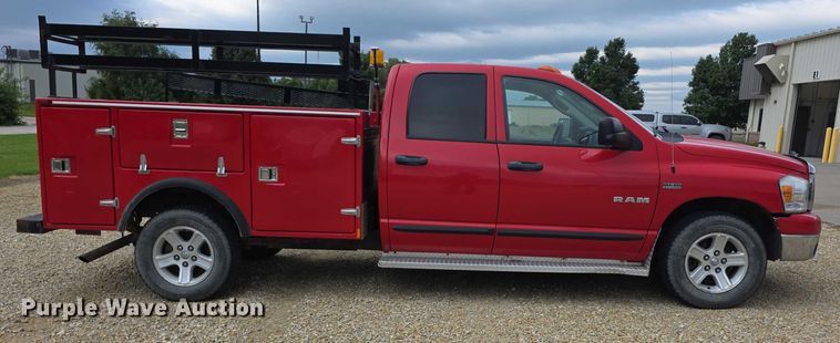 image for item EF3601 2008 Dodge Ram 1500 Quad Cab utility bed pickup truck