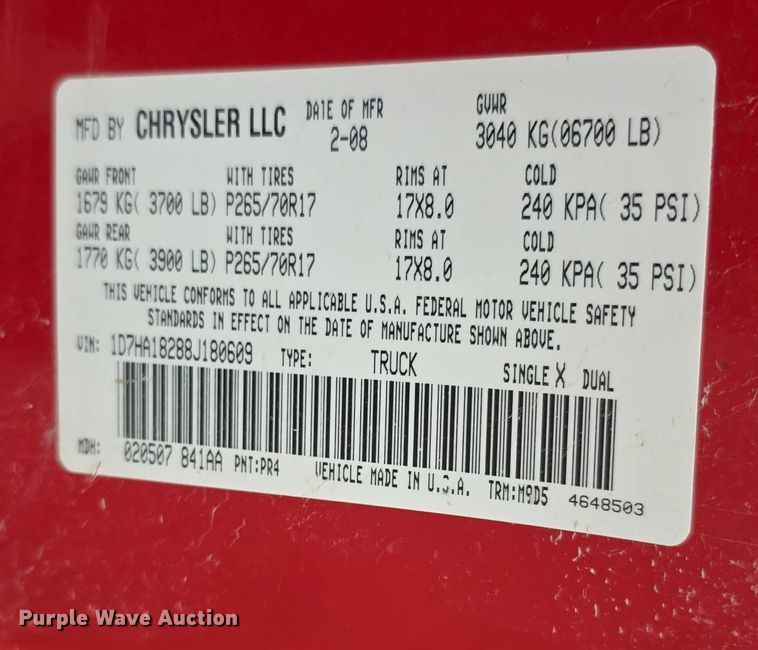 image for item EF3601 2008 Dodge Ram 1500 Quad Cab utility bed pickup truck