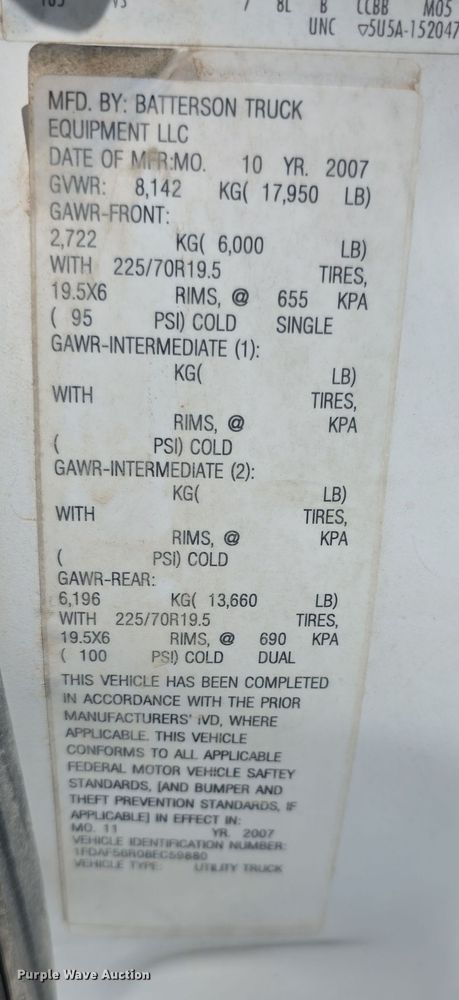 image for item EF3745 2008 Ford F550 XL Super Duty truck cab and chassis