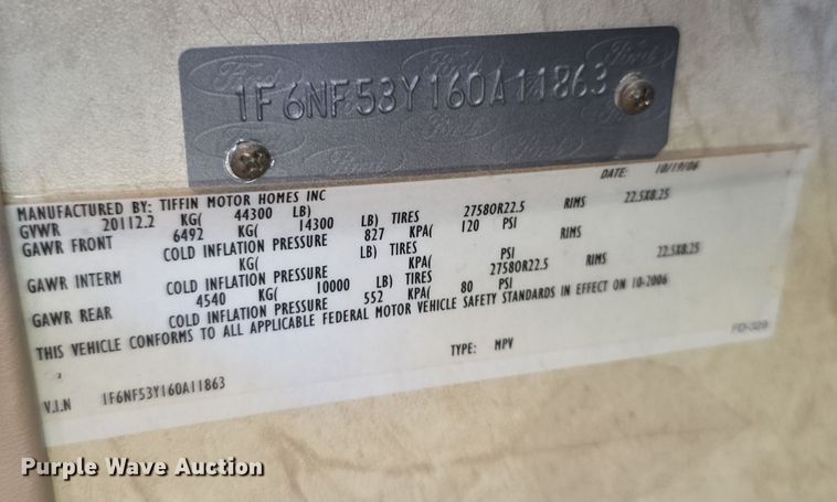 image for item EF3753 2007 Ford Allegro RV