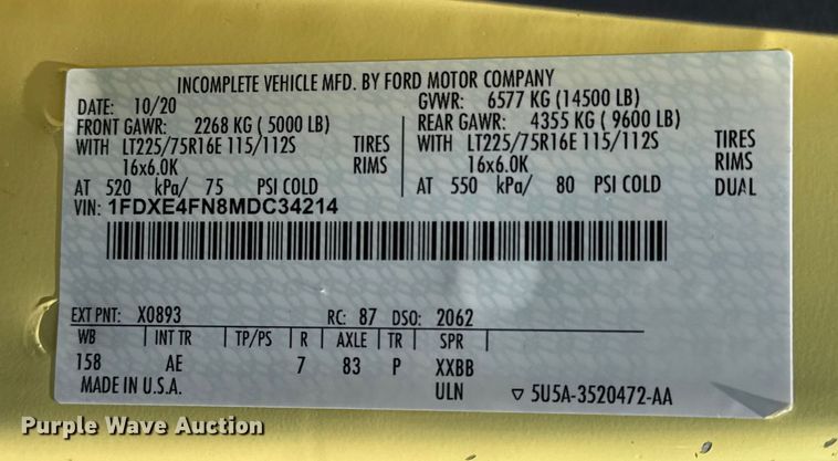 image for item EG6152 2021 Ford E450 Super Duty delivery truck